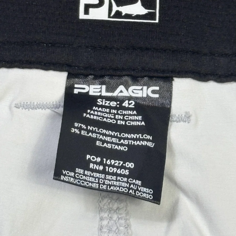 PELAGIC Hybrid Fishing Cargo Board Shorts Mens 42 Gray Nylon Spandex 9